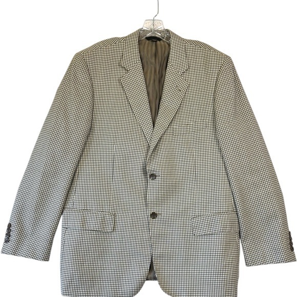 Other - Baroni Lanificio di Pray Wool Silk Sport Coat Blazer‎ Sz 44R Brown Gingham Check